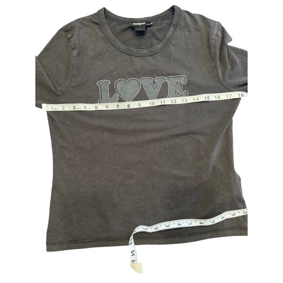 DESIGUAL Carla Love Lettering Long Sleeve Tee in Sz Large - Picture 8 of 10